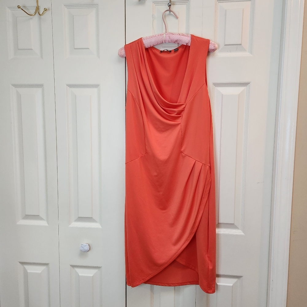 [L] Venus Elegant Coral Dress Size Large Special Occasion Draped Stunning